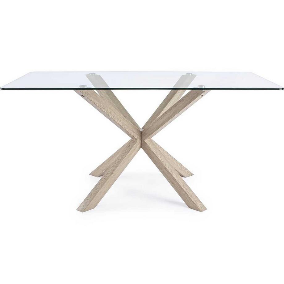 mutoni Table en verre May pieds nature rectangulaire 160x90  