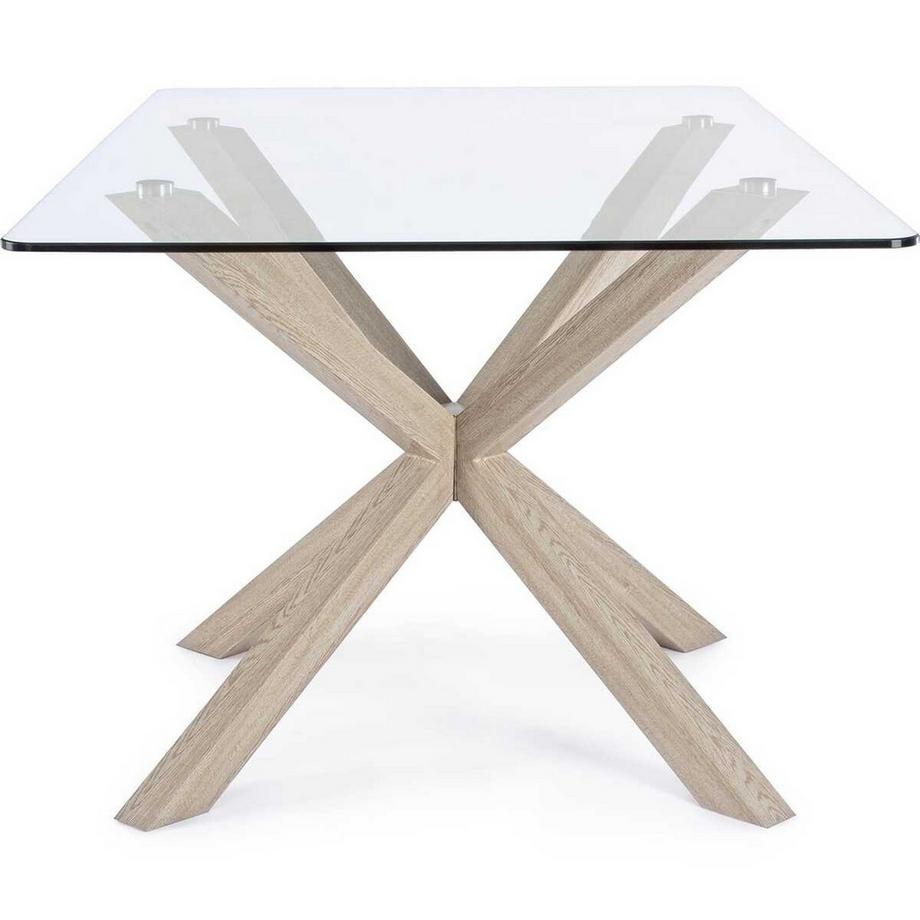 mutoni Table en verre May pieds nature rectangulaire 160x90  