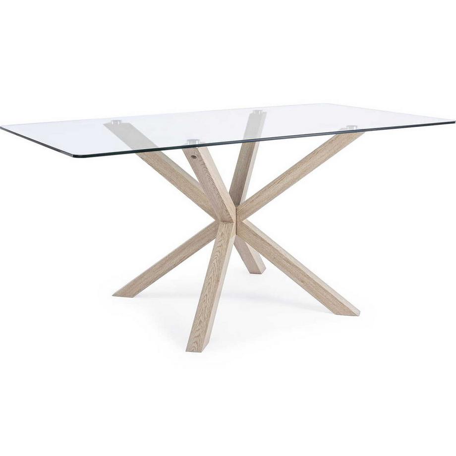 mutoni Table en verre May pieds nature rectangulaire 160x90  