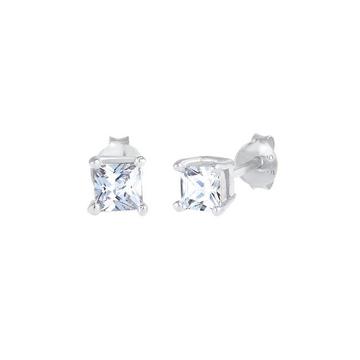 Boucles d'Oreilles Clous Carrés Zirconia 925 Sterling Silver
