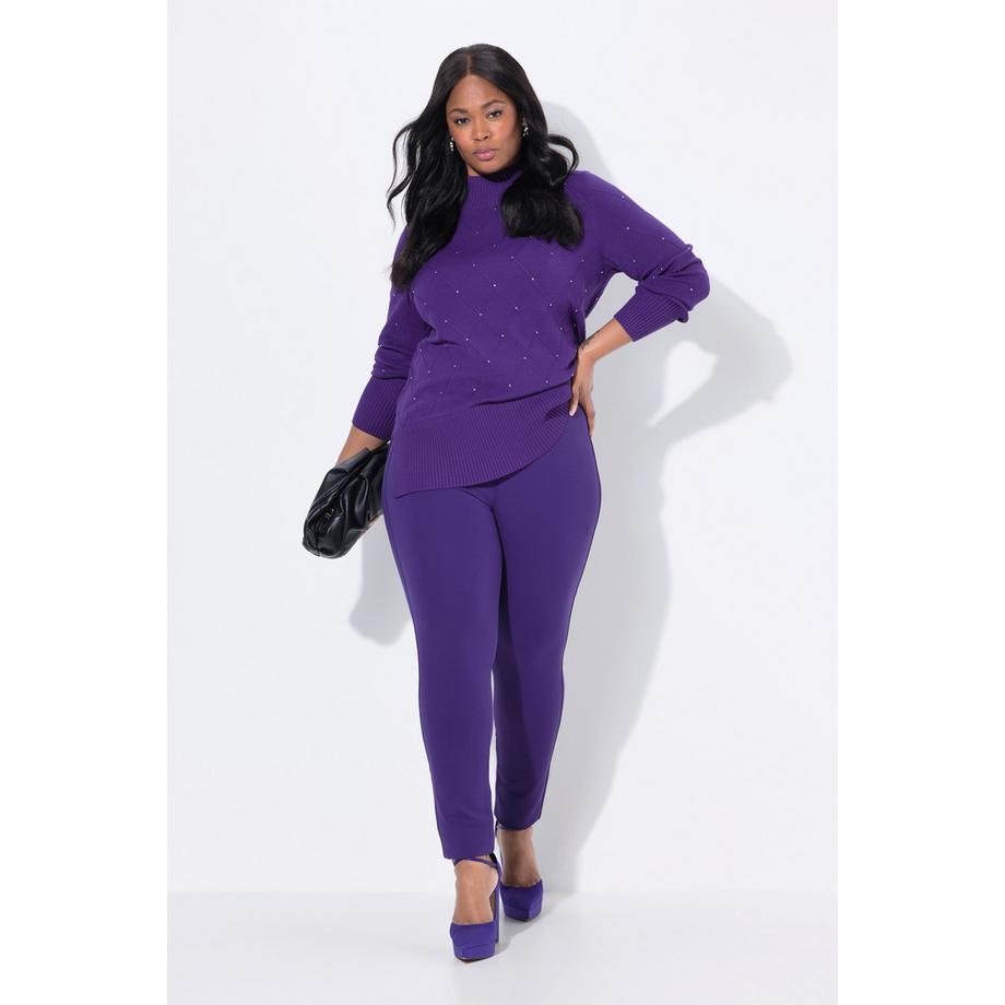 Ulla Popken Sienna Pantalon Punto Coupe Slim Taille Élastique  