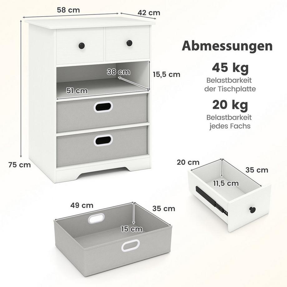 Northix Armoire de rangement à 4 tiroirs  