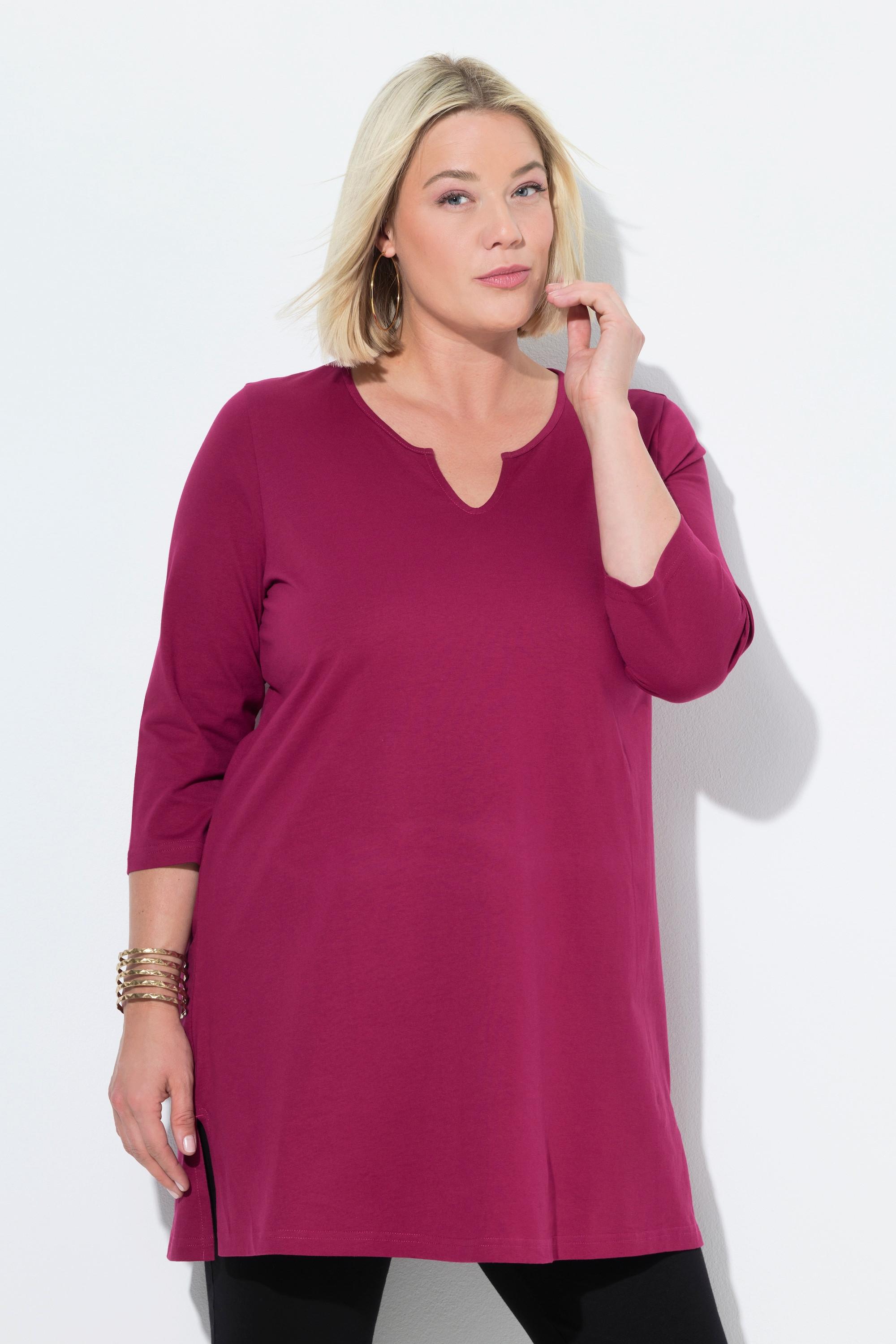 Ulla Popken Maglia lunga linea ad A Scollo tunisino Maniche 3/4  