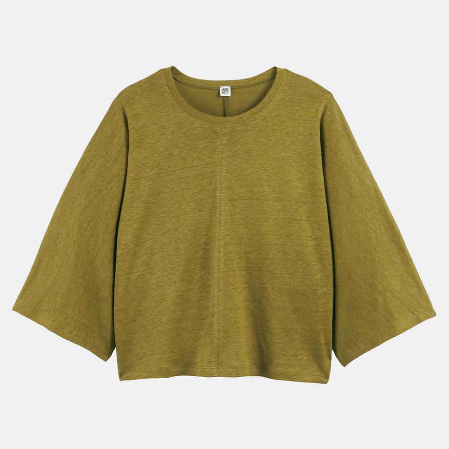 La Redoute Collections Lino Girocollo Maniche Larghe T-Shirt  