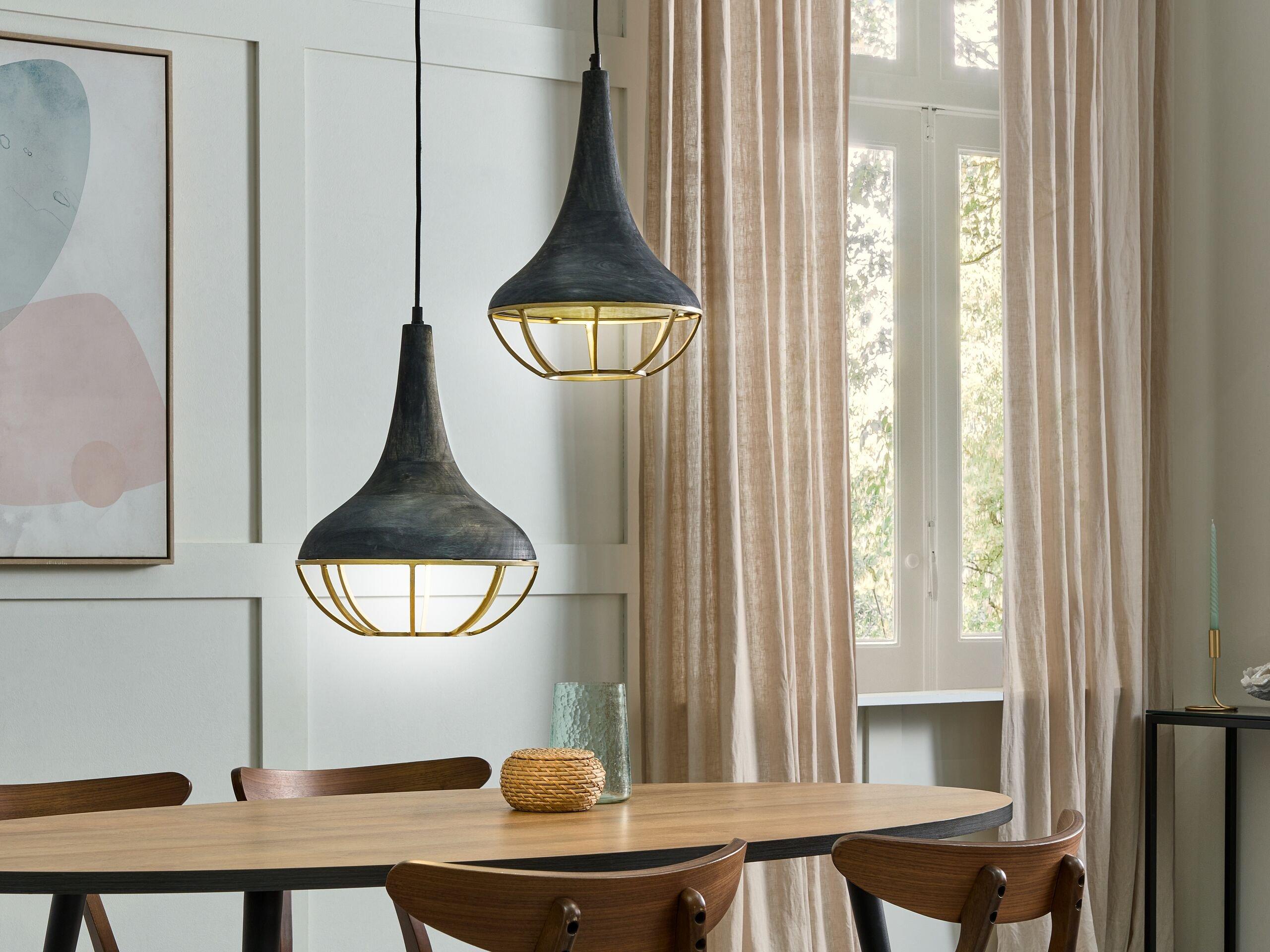 Beliani Lampe suspension en Manguier Boho BAGMATI  