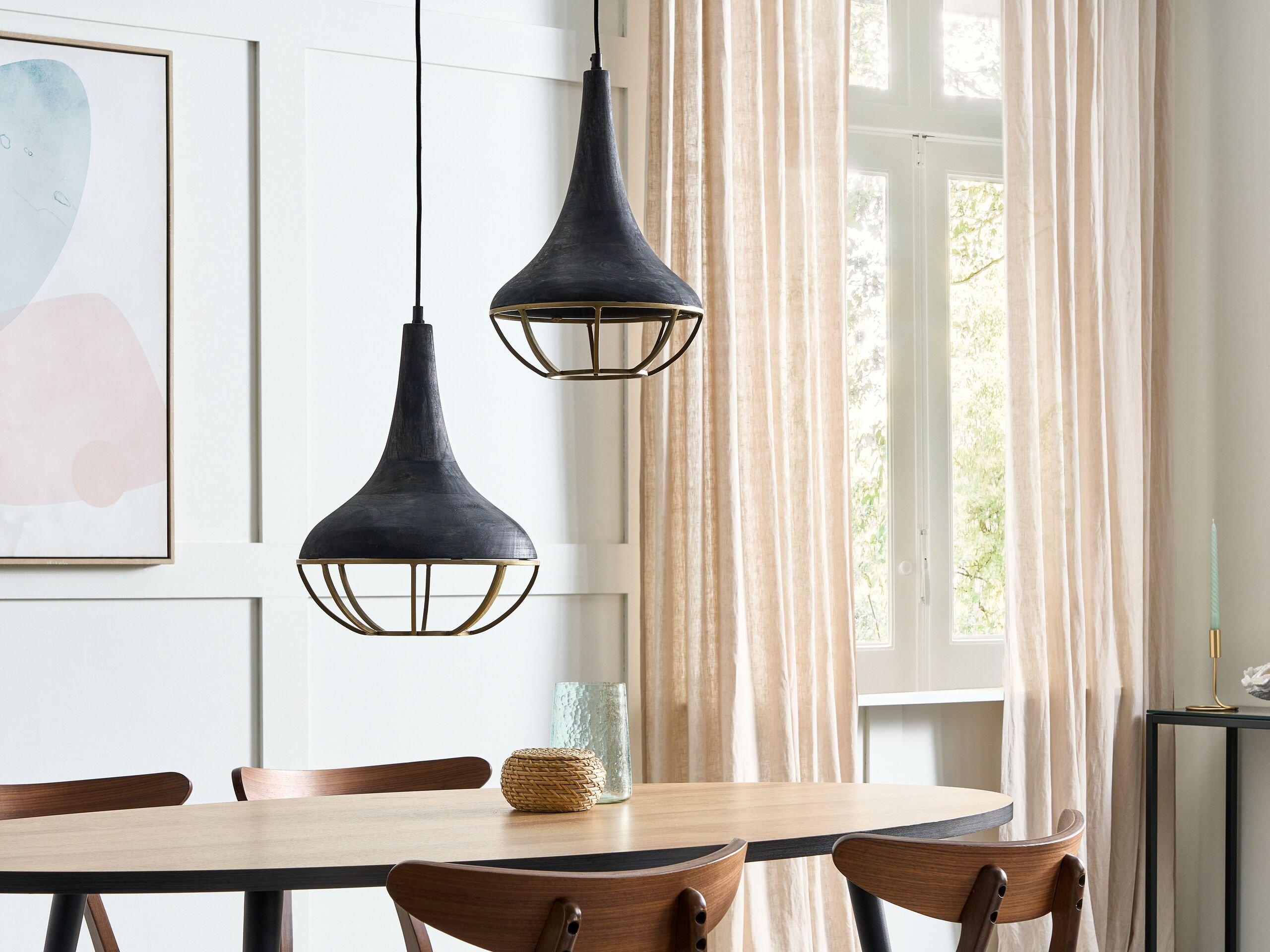 Beliani Lampe suspension en Manguier Boho BAGMATI  