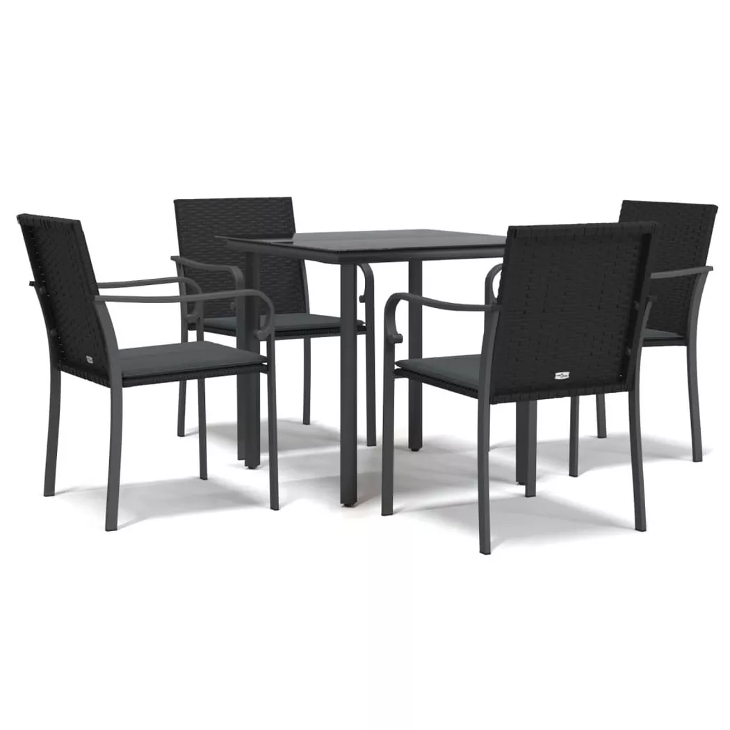 vidaXL Ensemble à manger de jardin 5 pcs coussins résine tressée acier