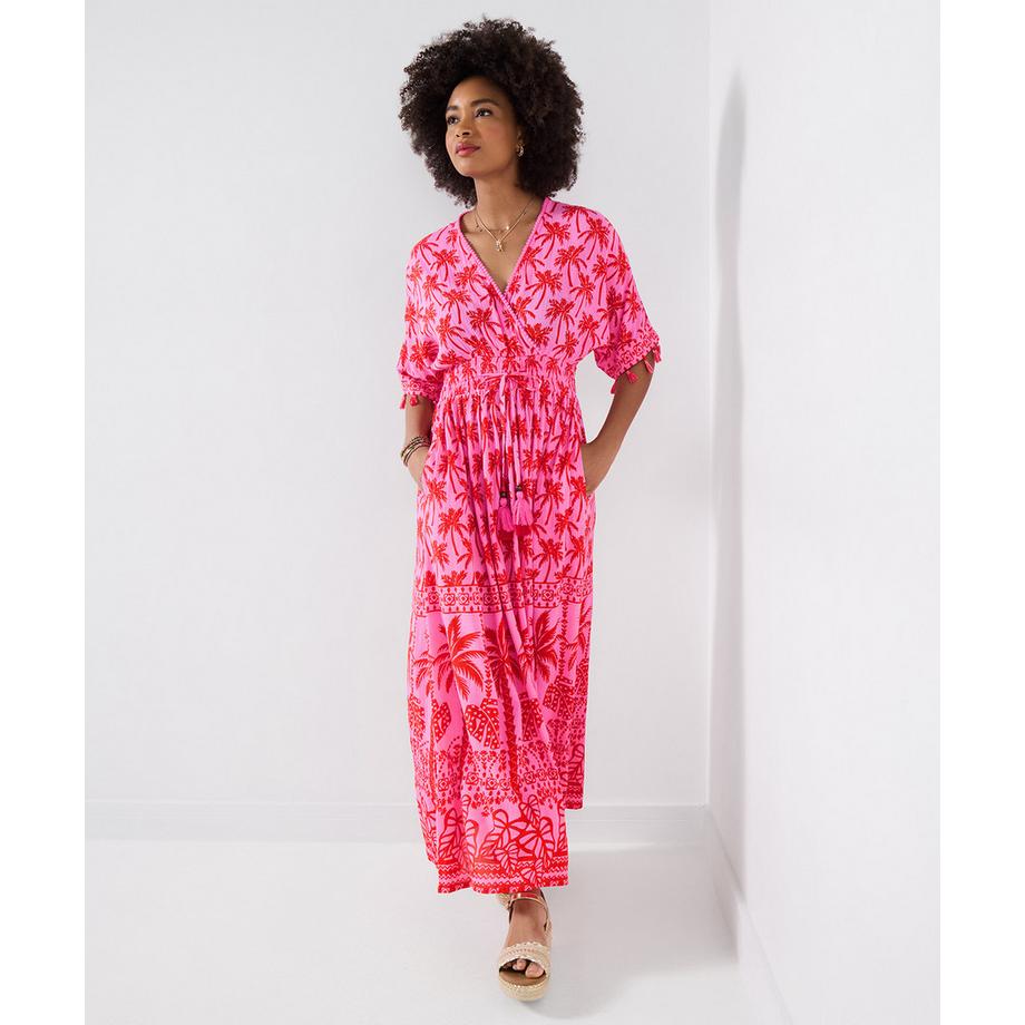 Joe Browns Maxikleid Palmenprint Fledermausärmel  