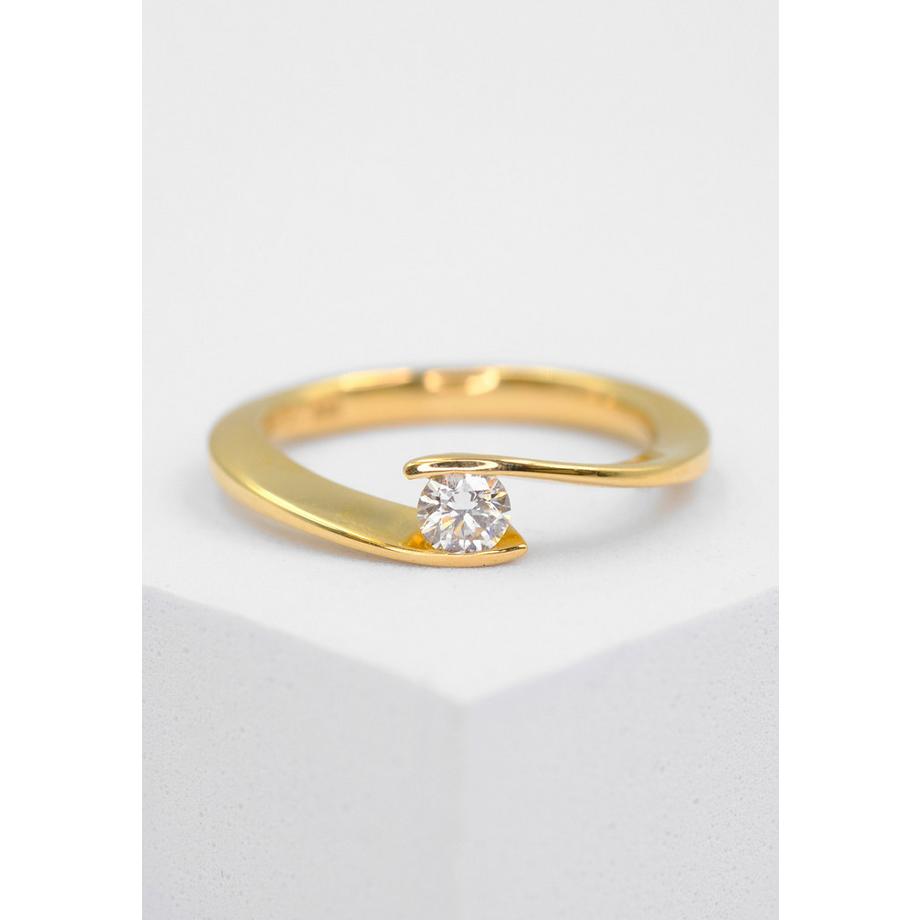 MUAU Schmuck  Solitaire Ring Diamant 0.20ct. Gelbgold 750 