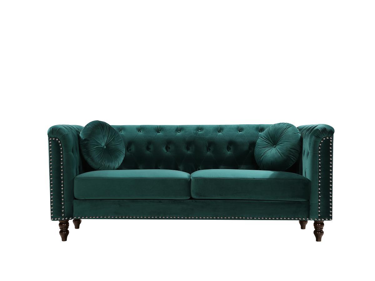 Vente-unique Sofa 3-Sitzer - Samt - Grün - TURNER  