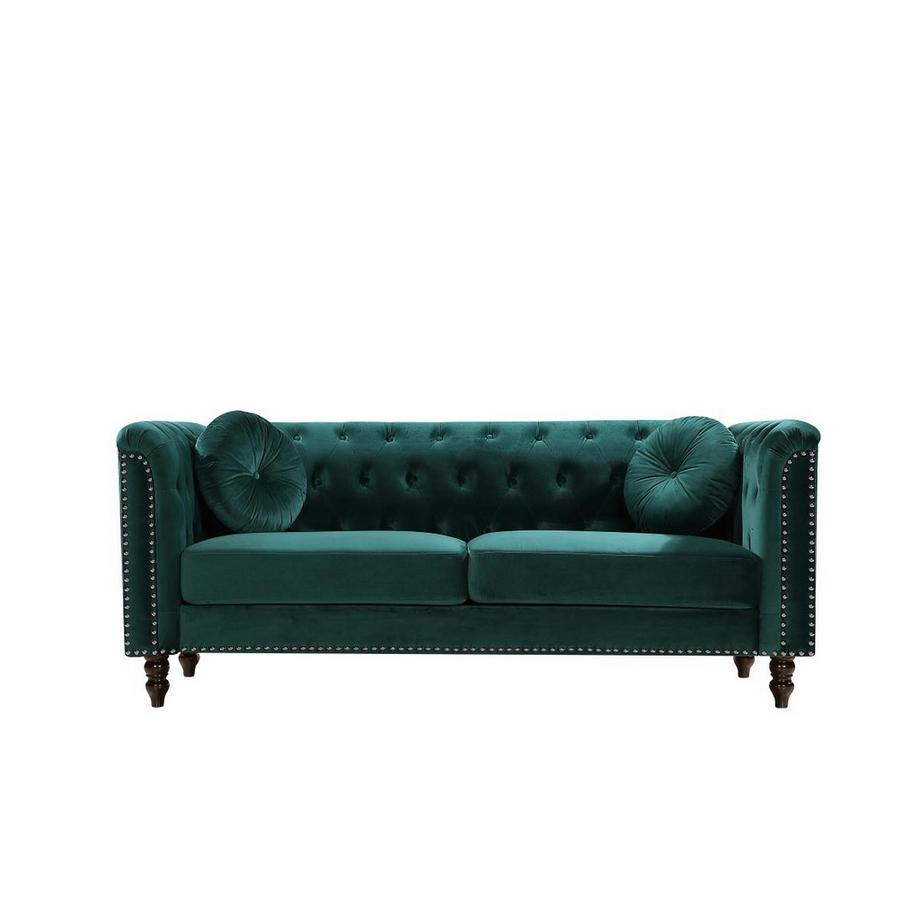 Vente-unique Canapé 3 places en velours vert émeraude TURNER  