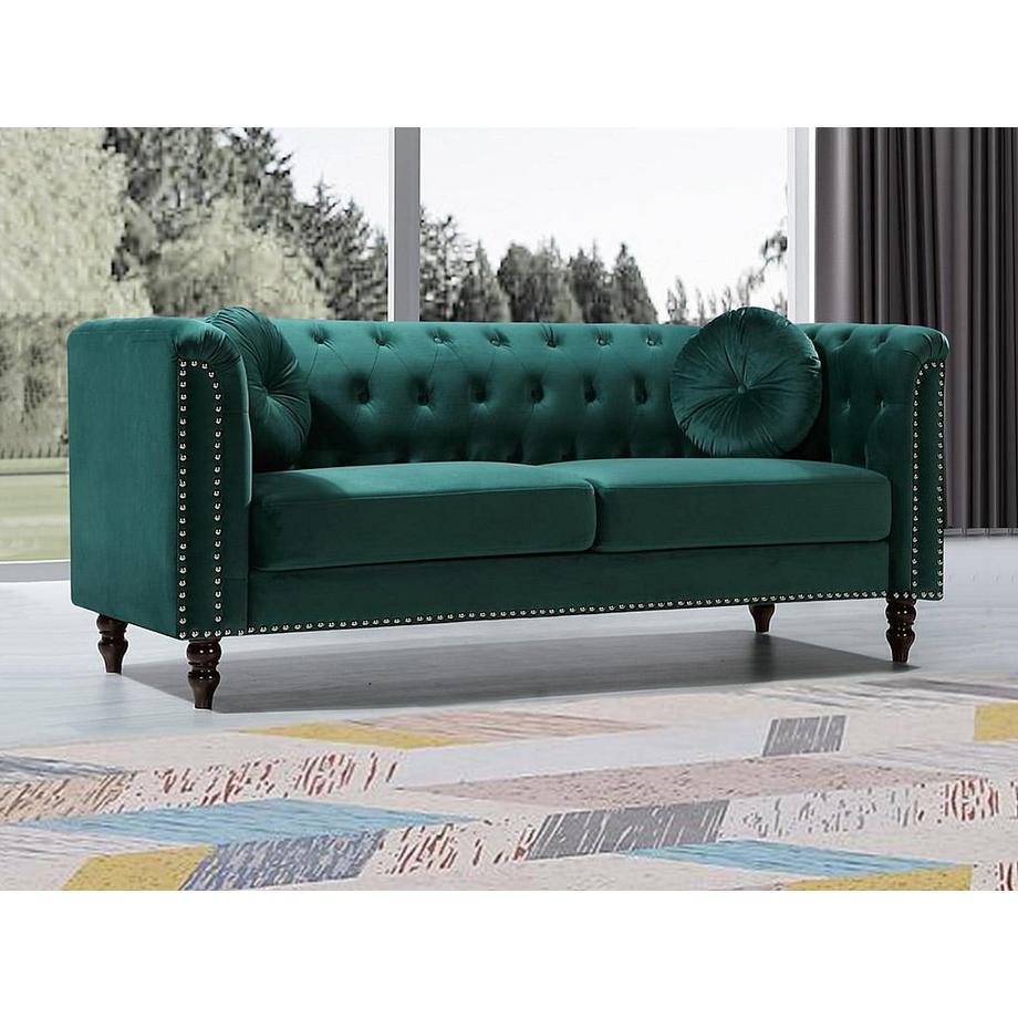 Vente-unique Canapé 3 places en velours vert émeraude TURNER  