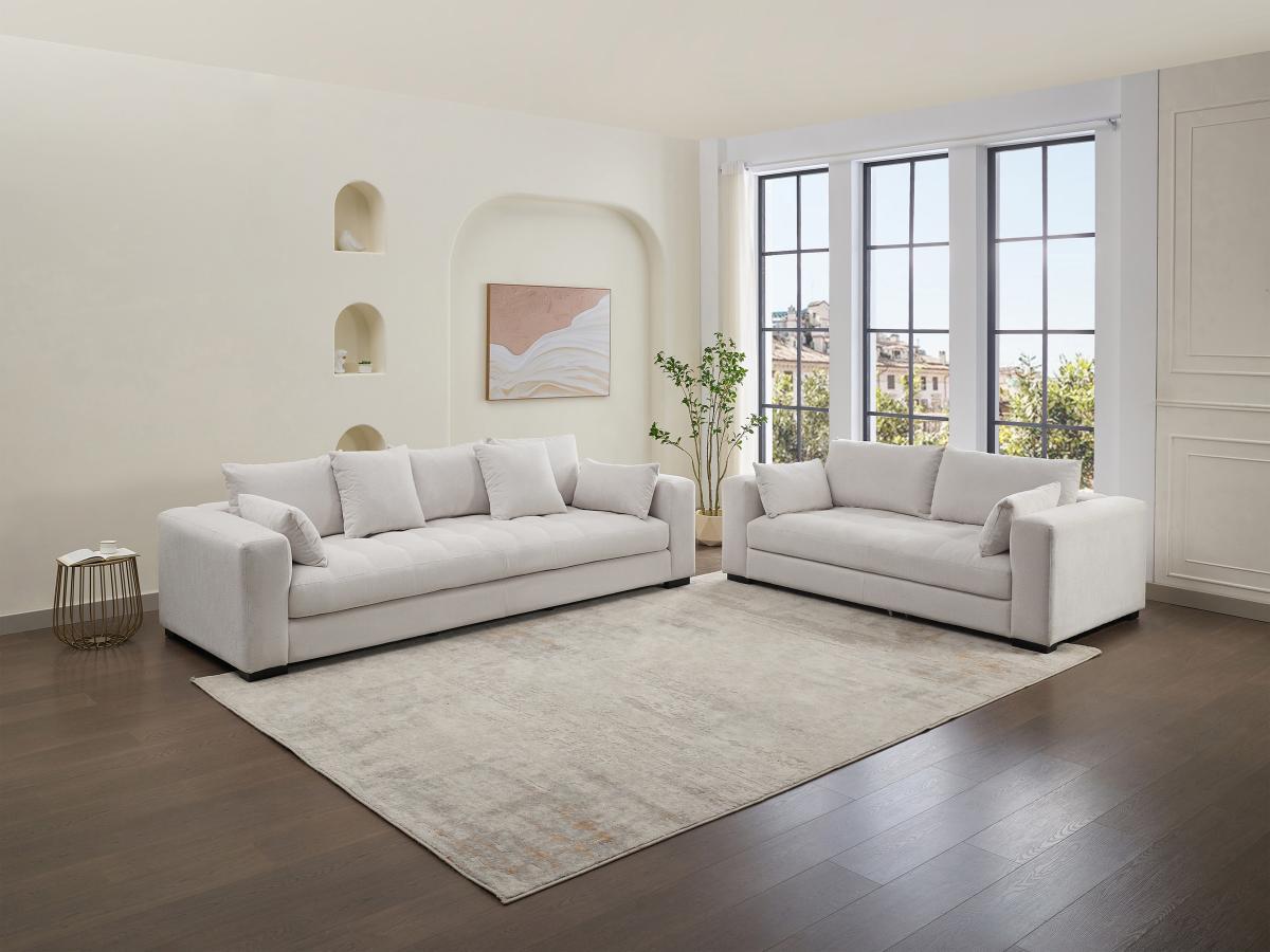 Vente-unique Sofa 3-Sitzer & 2-Sitzer - Strukturstoff - Beige - REBOLDA  