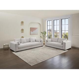 Vente-unique Sofa 3-Sitzer & 2-Sitzer - Strukturstoff - Beige - REBOLDA  