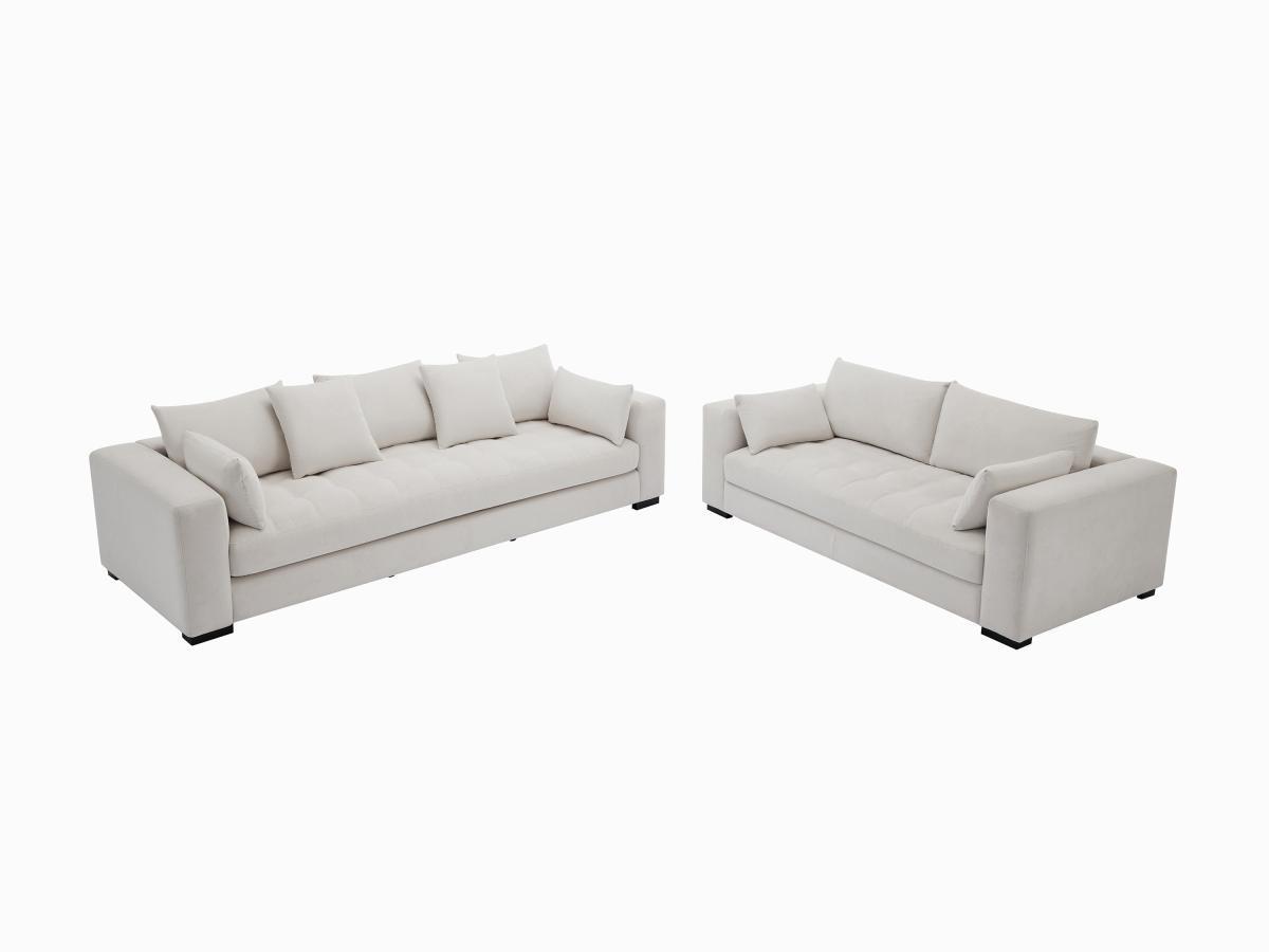 Vente-unique Sofa 3-Sitzer & 2-Sitzer - Strukturstoff - Beige - REBOLDA  