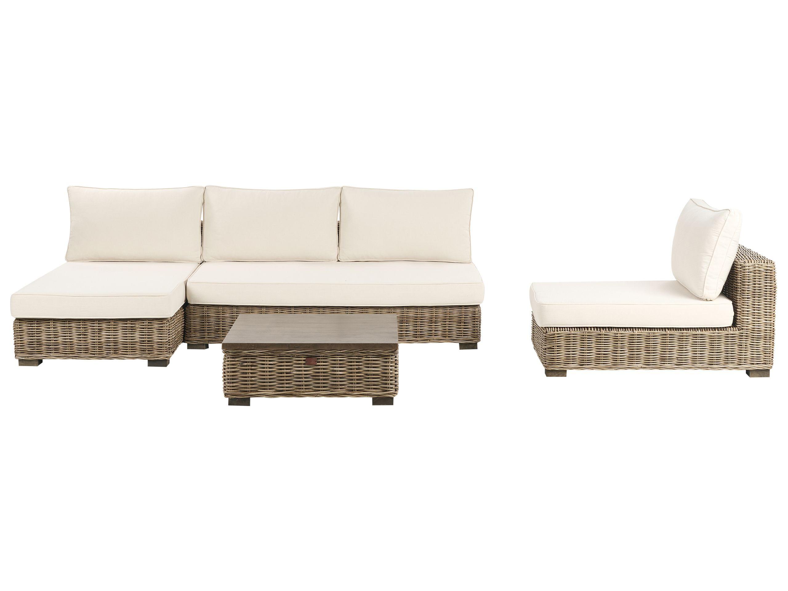 Beliani Set lounge pour jardin en Rotin Rustique VARALLO  