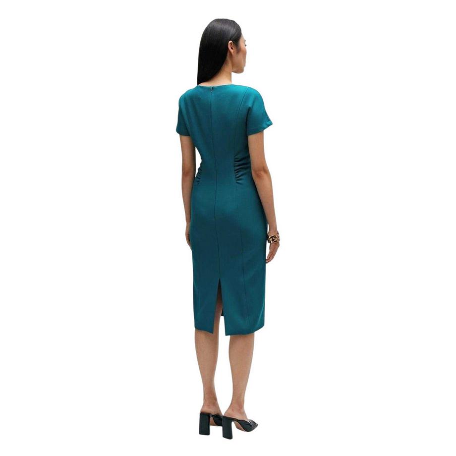 BOSS Midikleid Rundhalsausschnitt Kurzärmelig  