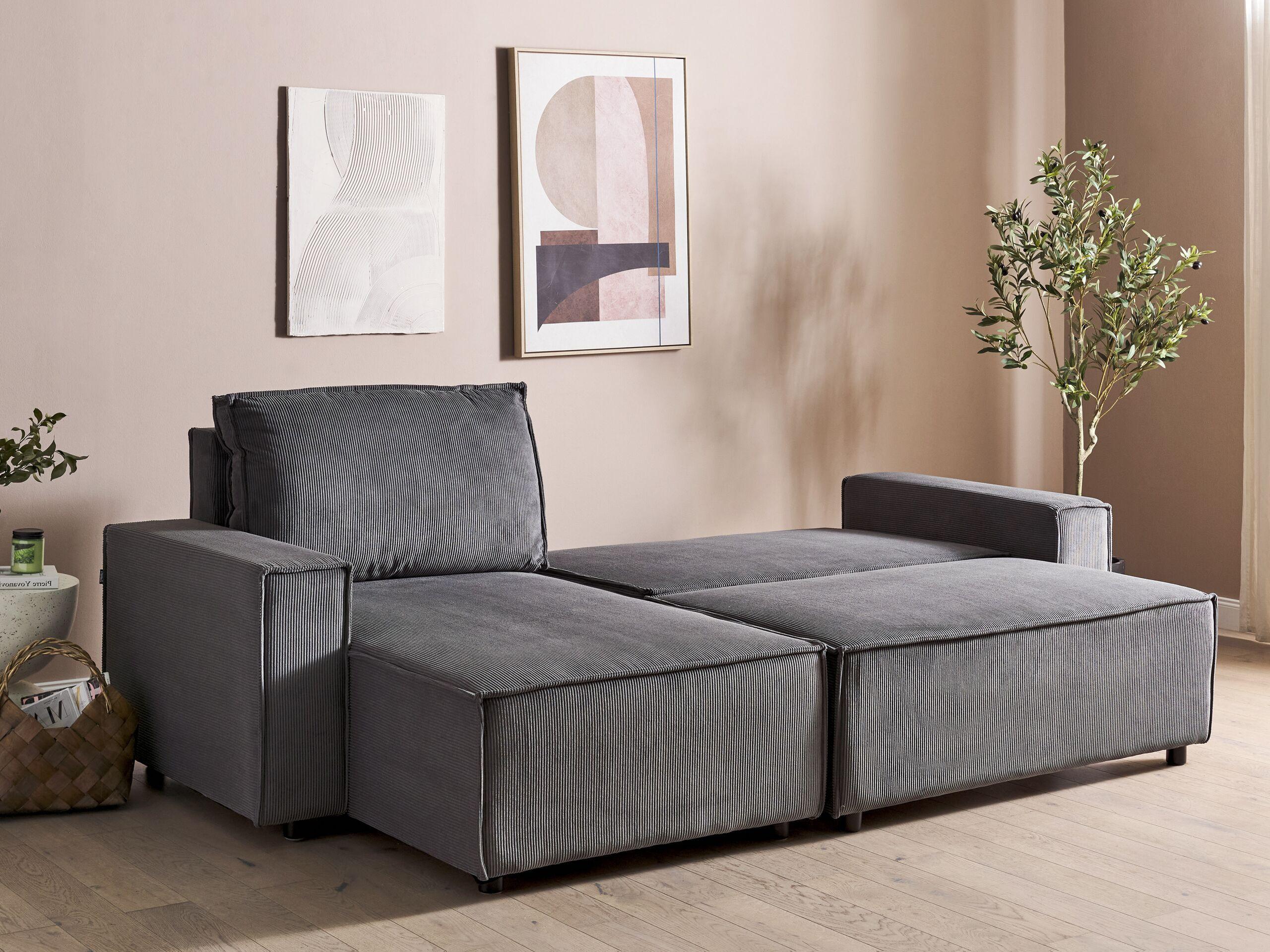 Beliani Schlafsofa aus Cord Modern ABACKA  