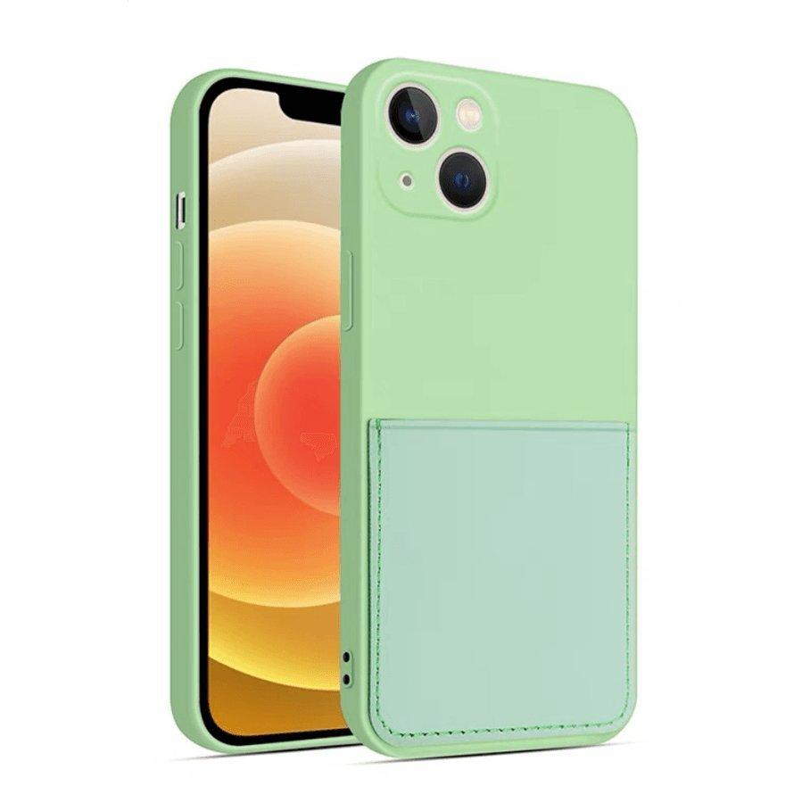 mobileup  Silikon Case mit Kartenfach iPhone 14 - Green 