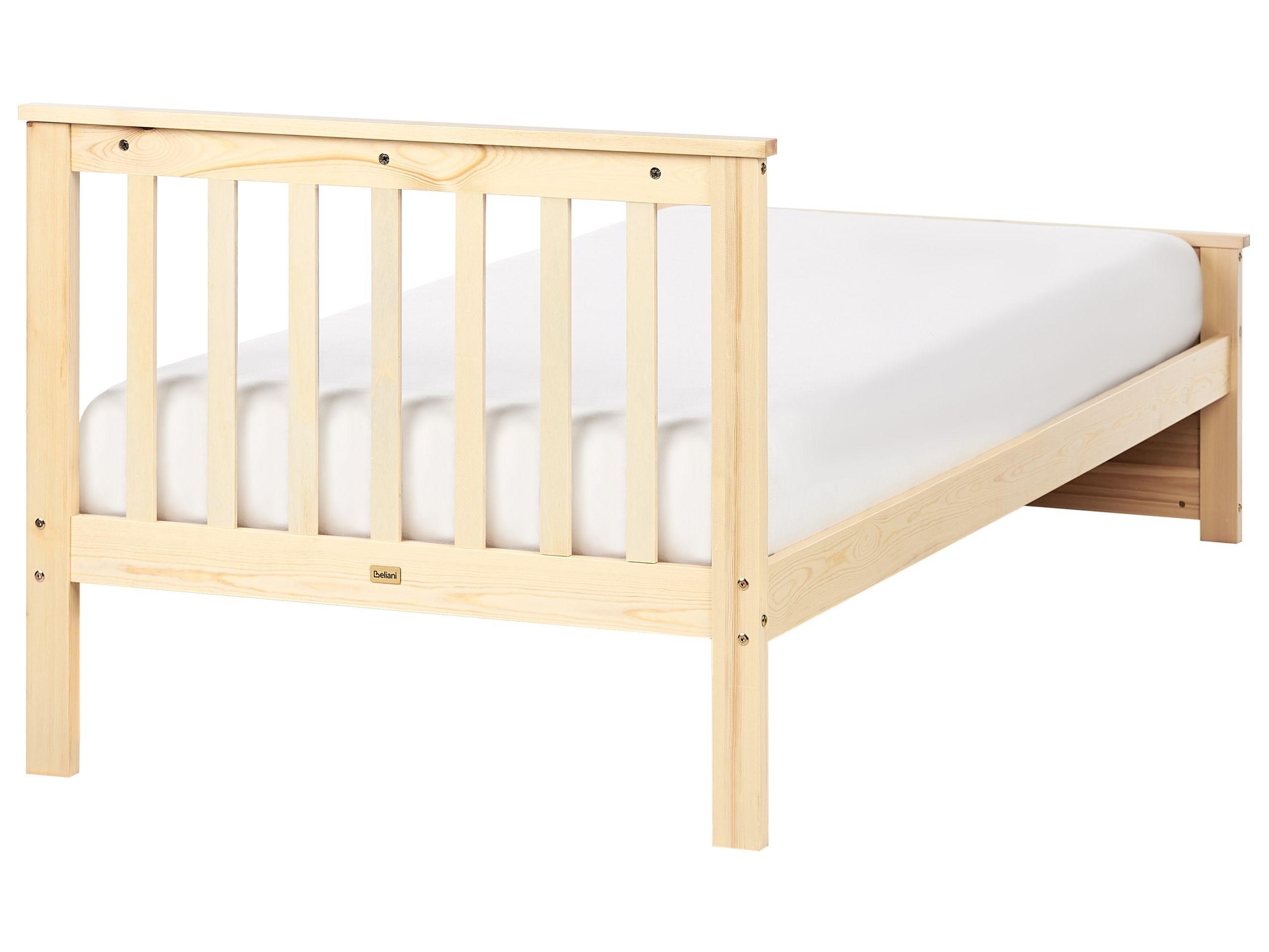 Beliani Lit avec sommier en Bois de pin Scandinave OLENDON  