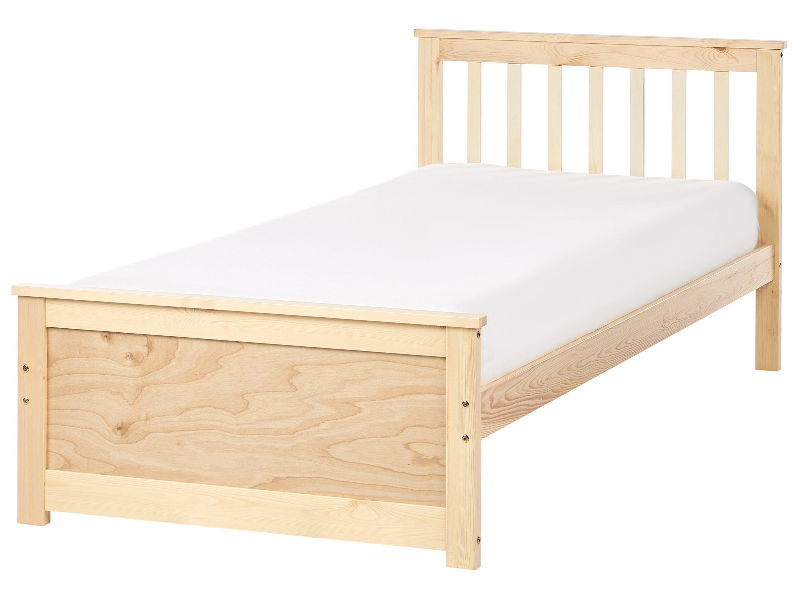 Beliani Lit avec sommier en Bois de pin Scandinave OLENDON  