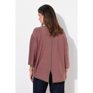 Ulla Popken  Maglione dal taglio oversize con righe, scollo rotondo e maniche a 3/4 