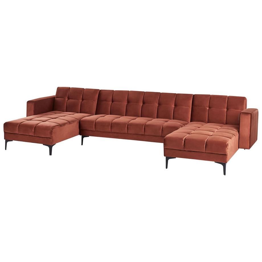 Beliani Canapé en forme de U en Velours Minimaliste ALNES  