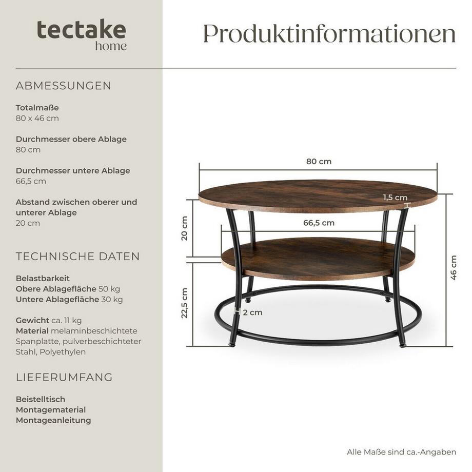 Tectake Couchtisch Cromford  