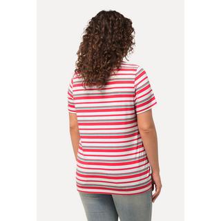 Ulla Popken  Maglia classica con righe, scollo a V e mezze maniche 