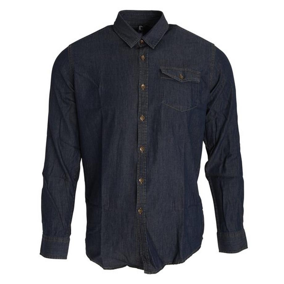 PREMIER Langarm Denim Hemd mit Kontrastnaht  
