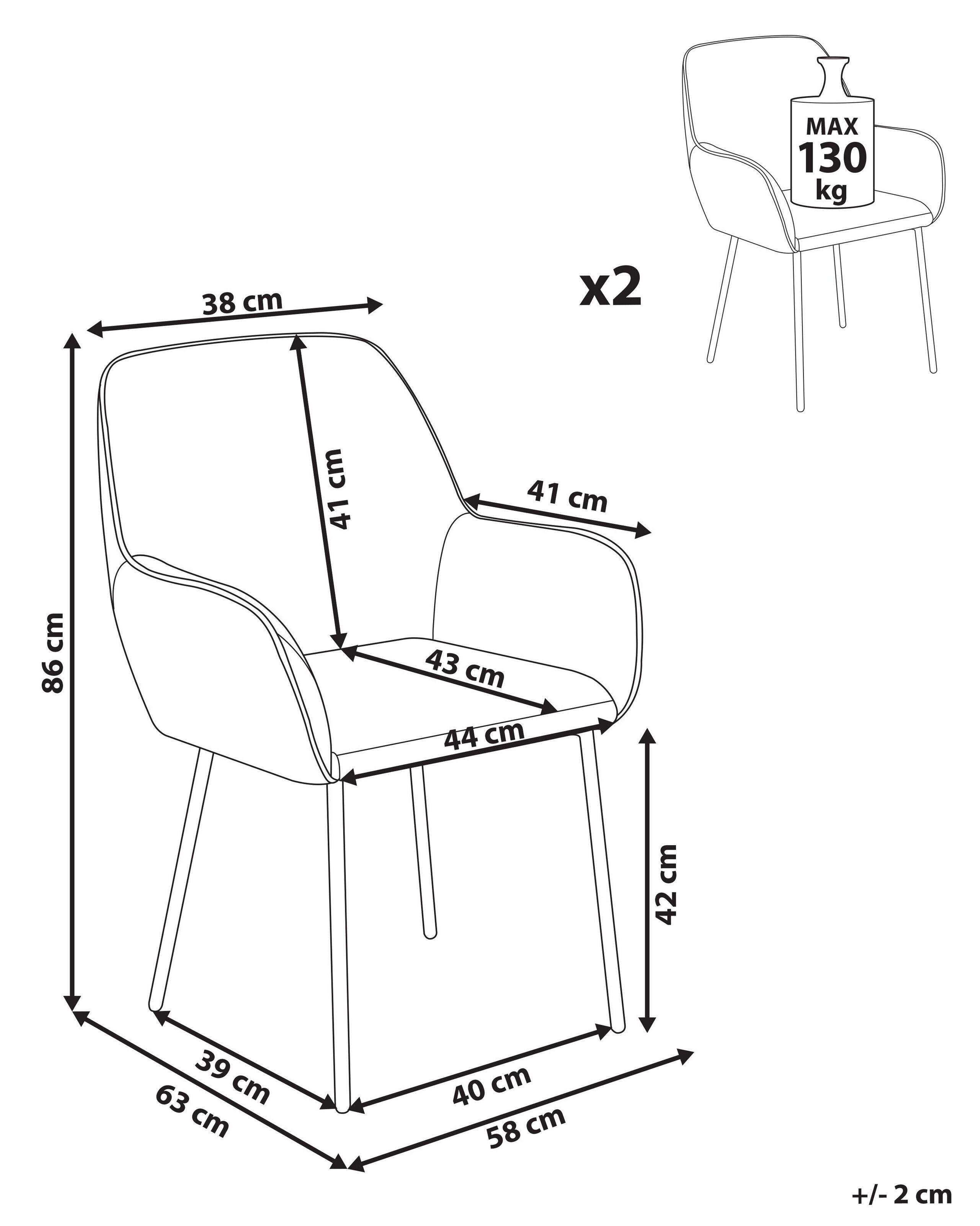 Beliani Set di 2 sedie en Bouclé Moderno ALDEN  