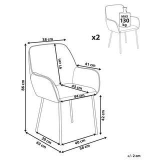 Beliani Lot de 2 chaises de salle à manger en Bouclé Moderne ALDEN  