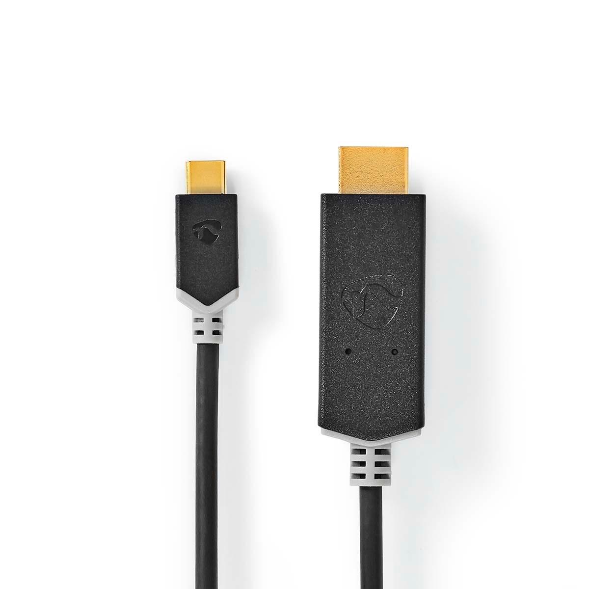 Nedis  Adattatore USB-C™ | USB 3.2 Gen 1 | USB-C™ Maschio | Connettore HDMI™ | 4K@60Hz | 1,00 m | Rotondo | Placcato oro | PVC | Antracite | Scatola 