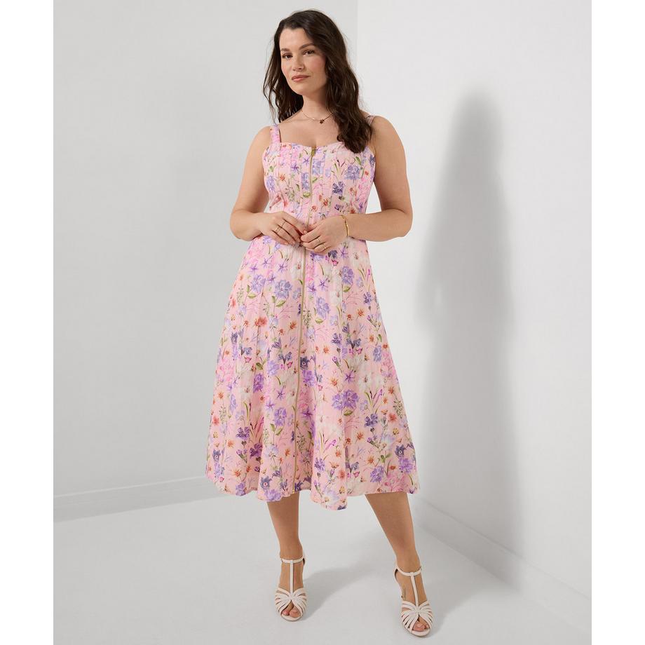 Joe Browns Leinenmix Kleid Herzausschnitt Reissverschluss  