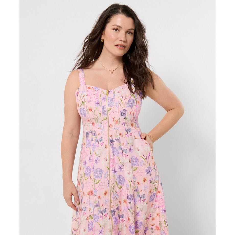 Joe Browns Leinenmix Kleid Herzausschnitt Reissverschluss  