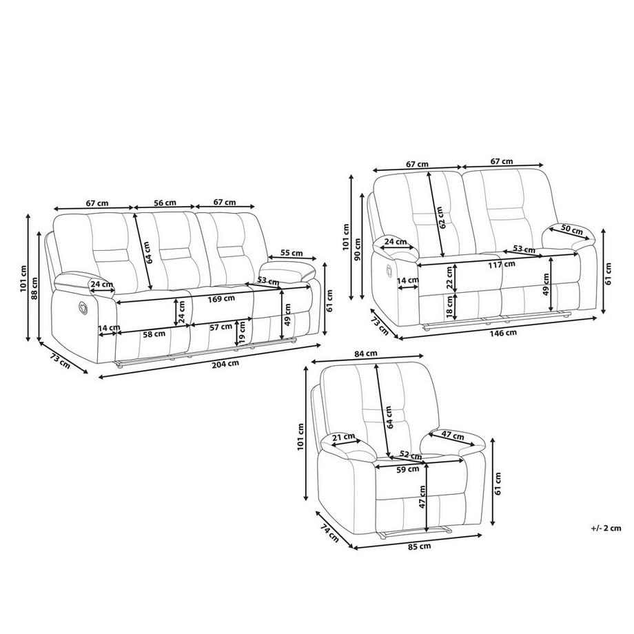 Beliani Wohnzimmer Set aus Samtstoff  BERGEN  