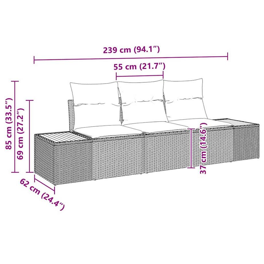 VidaXL Canapé modulaire poly rattan  