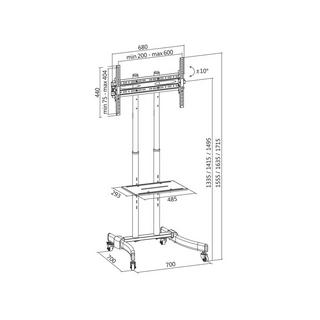 LogiLink  Supporto da terra con ruote TV 37-70" max 40kg Nero 