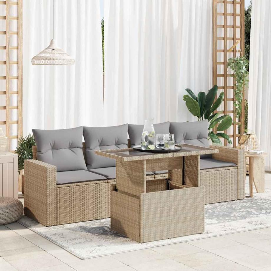 VidaXL set di divani da giardino Polirattan  