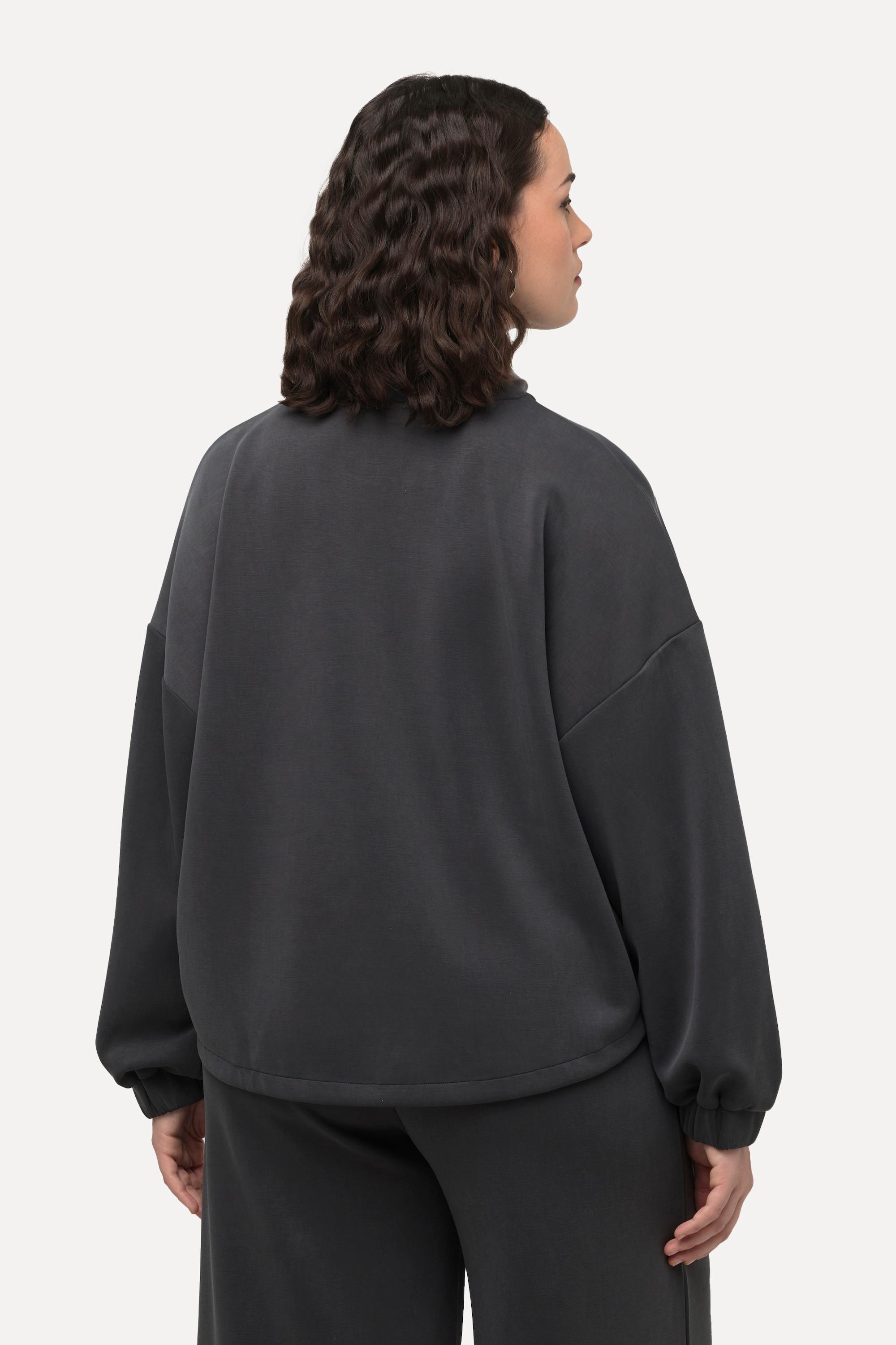 Ulla Popken  Sweat-shirt oversize à col montant et manches longues 