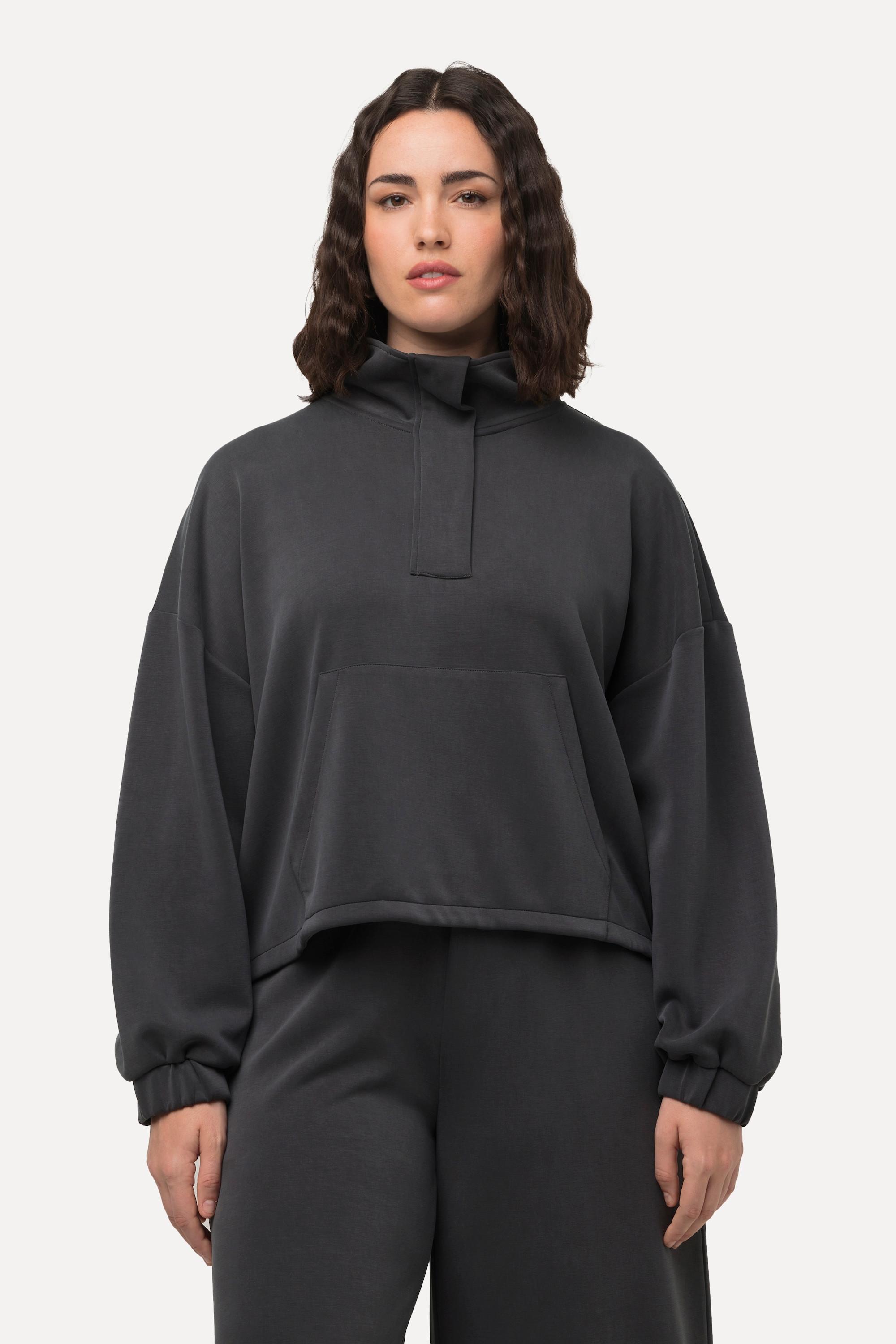 Ulla Popken Sweat-shirt oversize à manches longues et col montant  