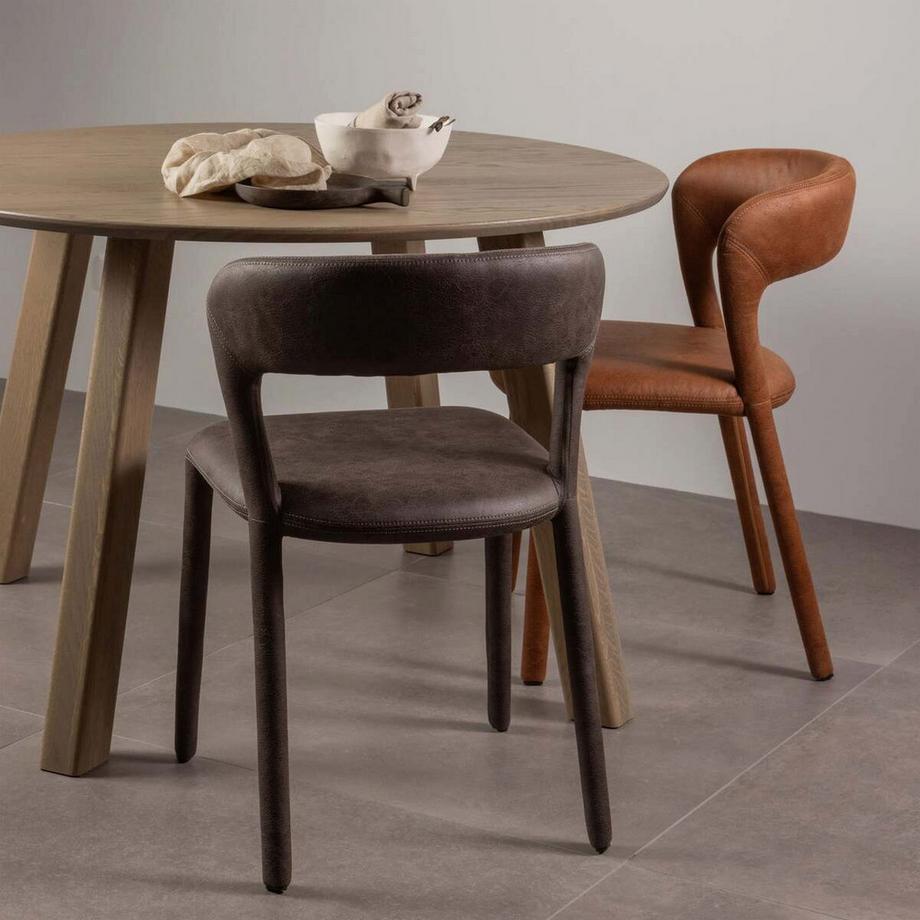 mutoni Chaise de salle à manger Noble aspect cuir cognac  