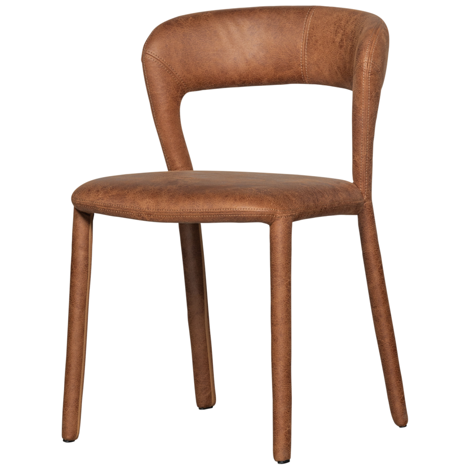 mutoni Chaise de salle à manger Noble aspect cuir cognac  