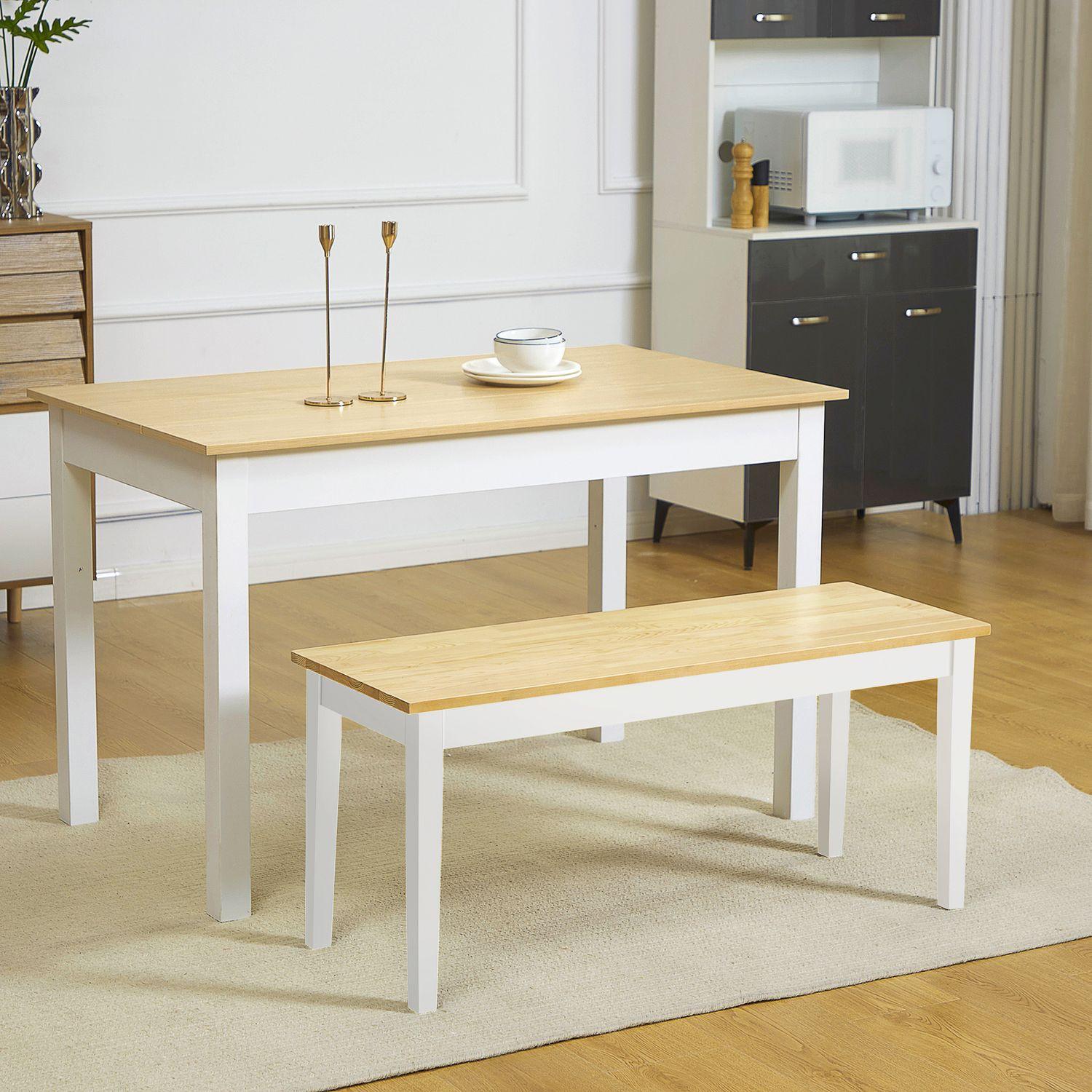 Northio Banc Banc De Salle À Manger 2 Places Banc En Bois Banc De Cuisine Banc De Salon Pour Cuisine Entrée Capacité De Charge Jusqu'À 220 Kg Bois De Pin Blanc 102 X 36 X 45 Cm  