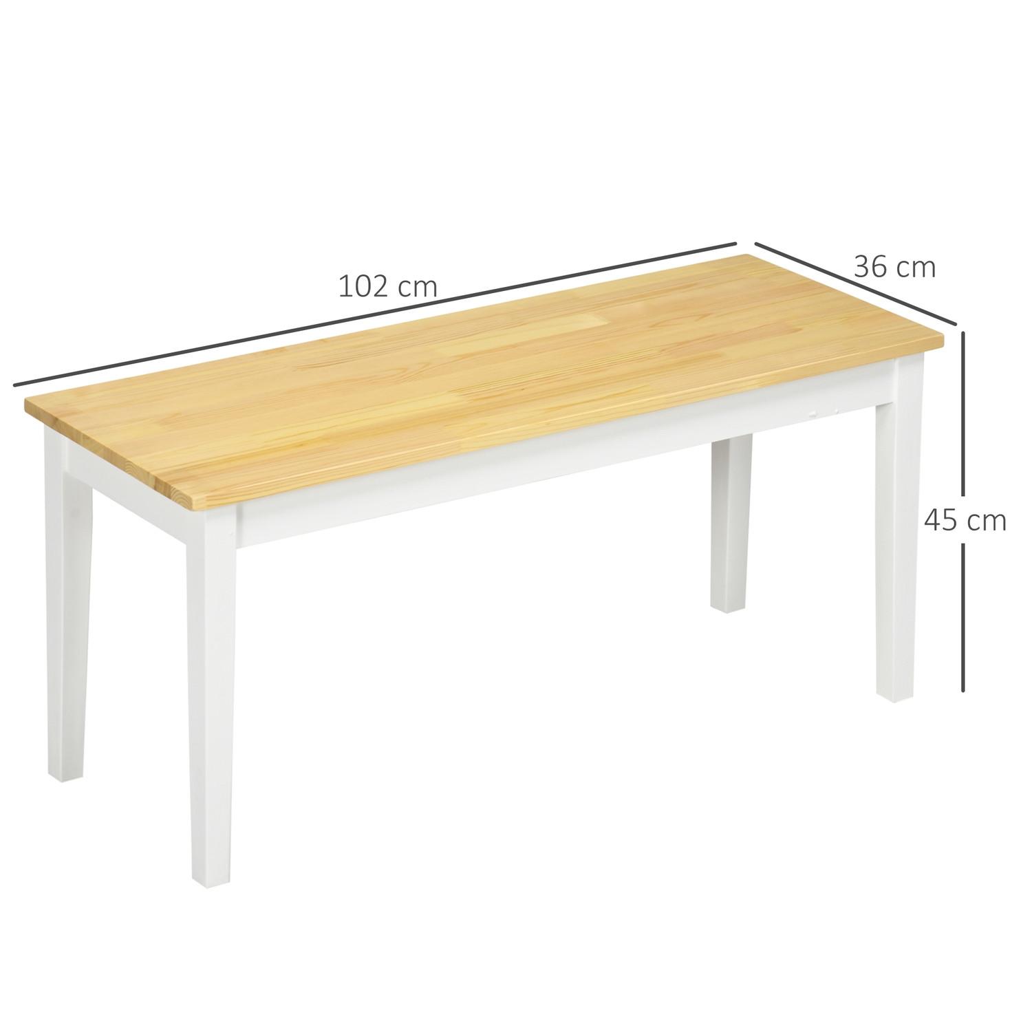Northio Banc Banc De Salle À Manger 2 Places Banc En Bois Banc De Cuisine Banc De Salon Pour Cuisine Entrée Capacité De Charge Jusqu'À 220 Kg Bois De Pin Blanc 102 X 36 X 45 Cm  
