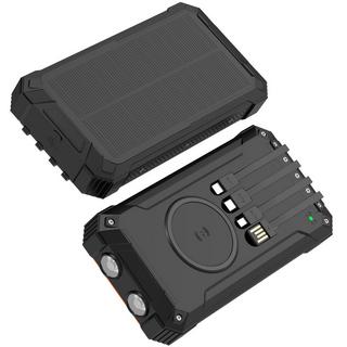 DENVER  PowerBank 20 000 mAh, cellule solaire, 4 câbles + recharge sans fil, noir 