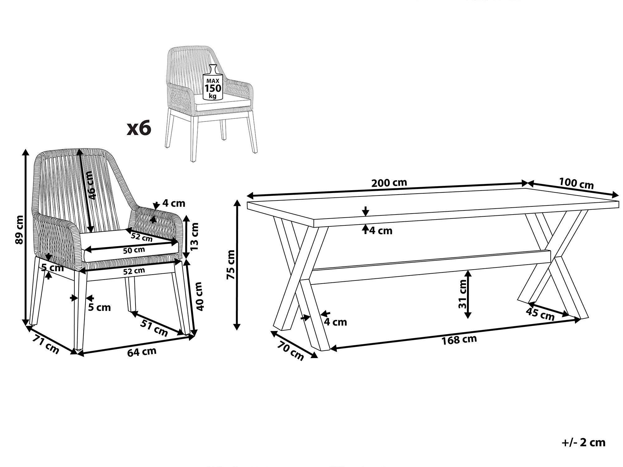 Beliani Gartentisch Set aus Faserzement Rustikal OLBIA  