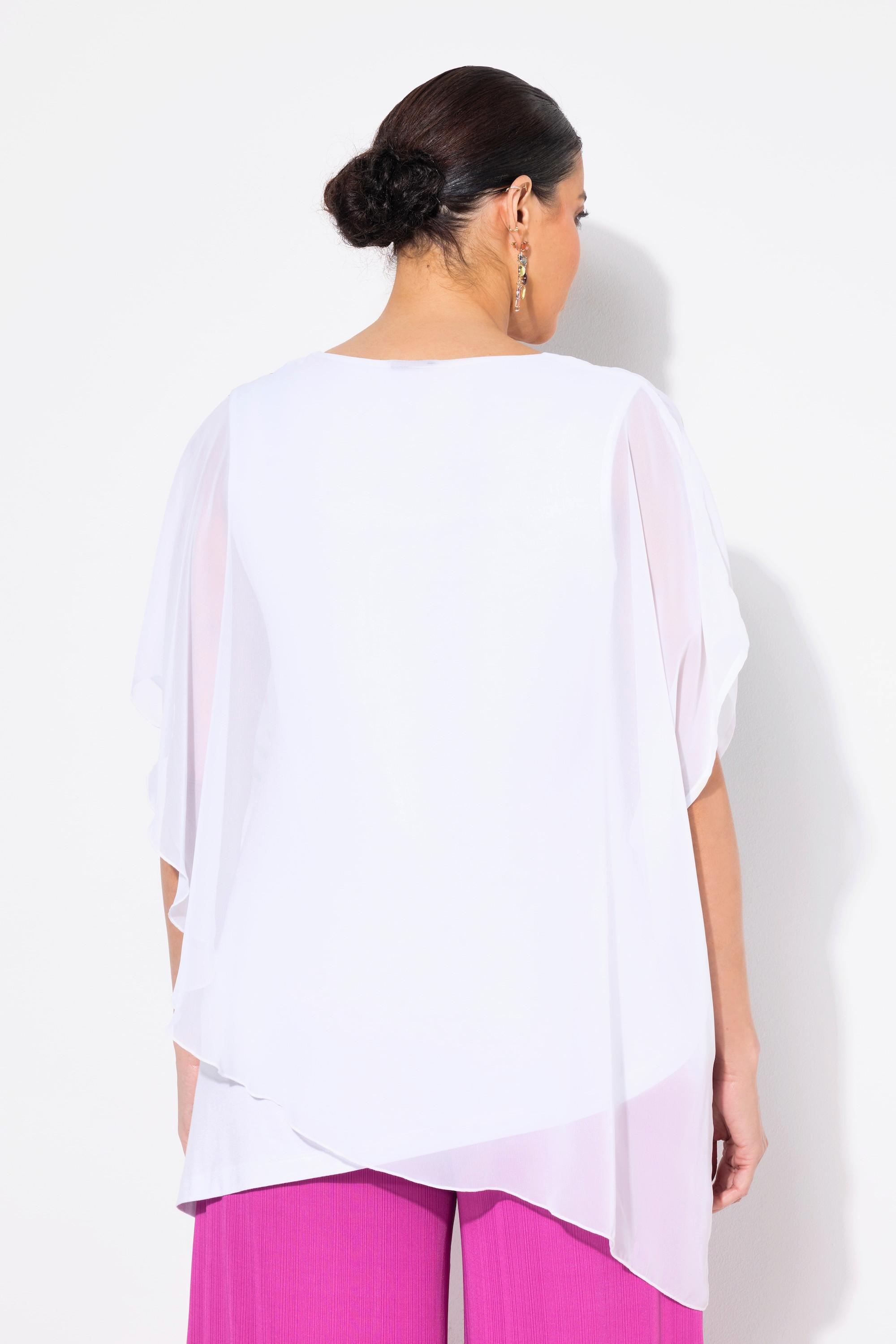 Ulla Popken Tunica Doppia Strato Scollo Rotondo Mezze Maniche  