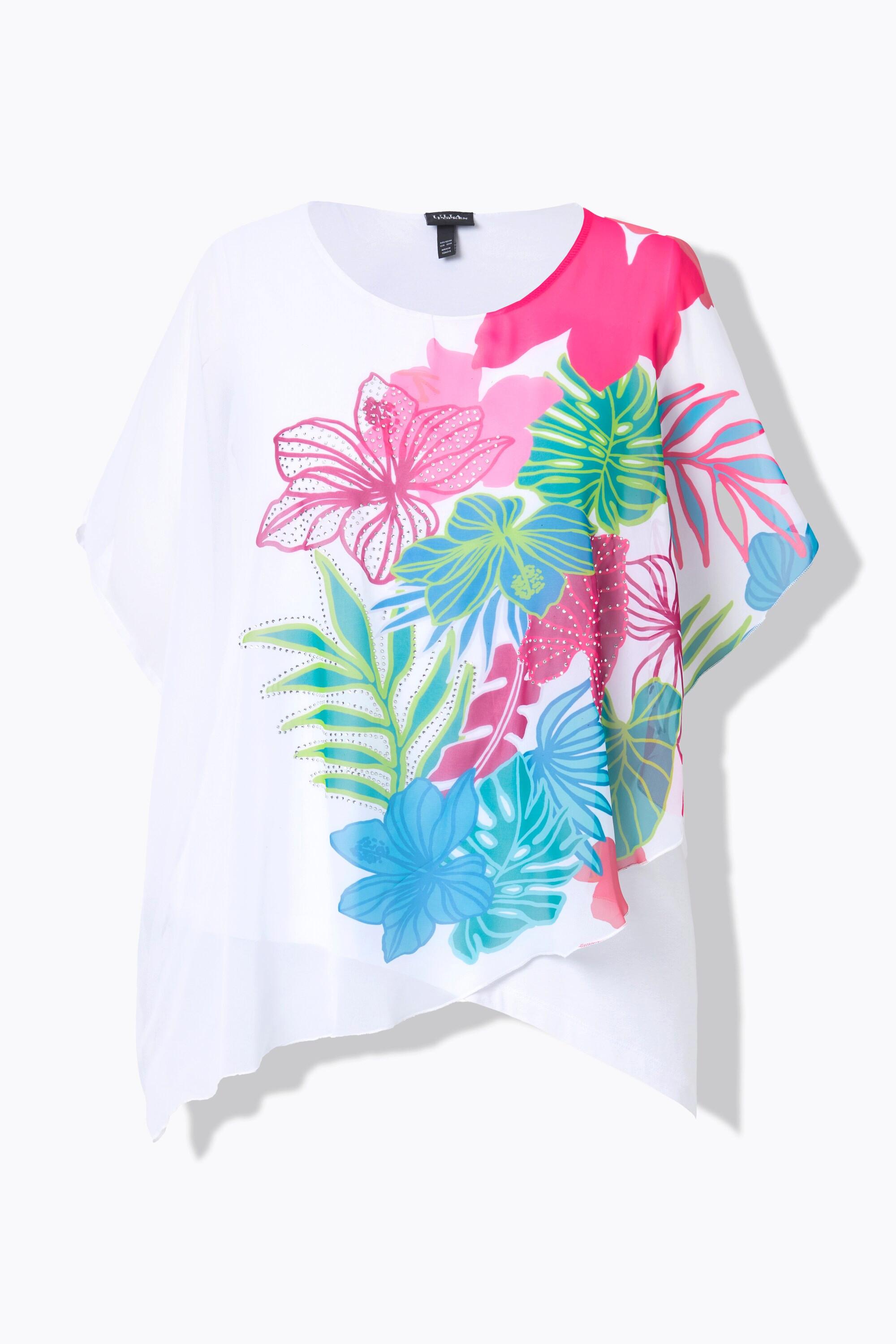 Ulla Popken Tunica Doppia Strato Scollo Rotondo Mezze Maniche  