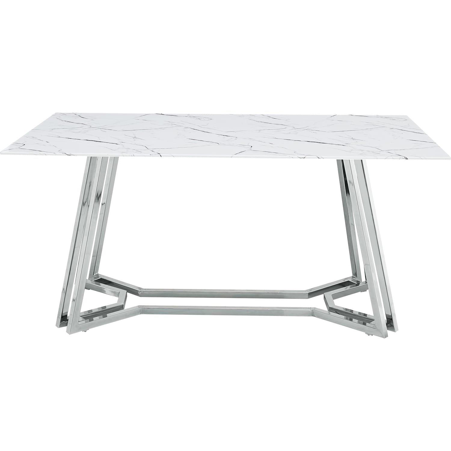 mutoni Table à manger métal blanc 160  